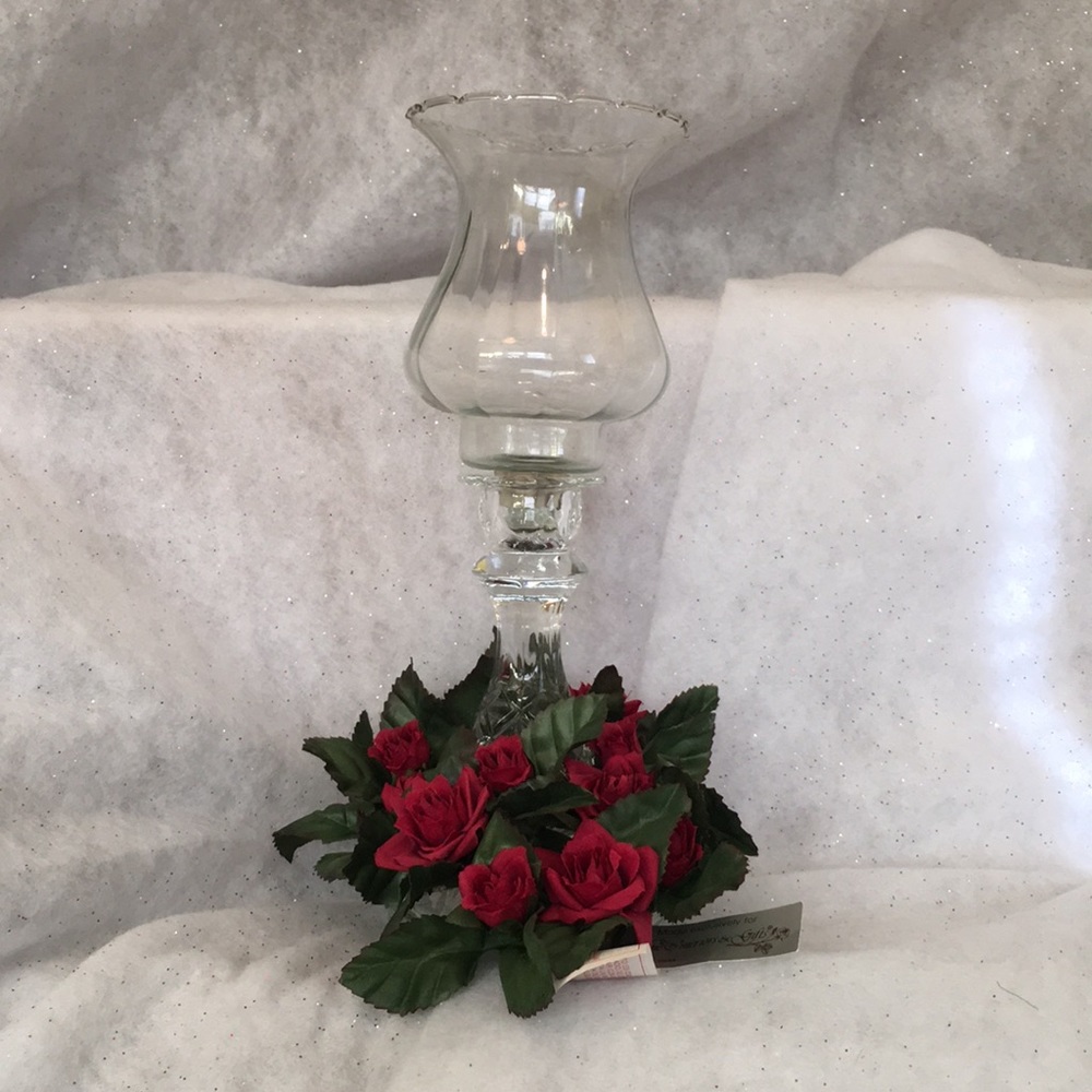 Home Interiors Candle holder w/ roses candle ring